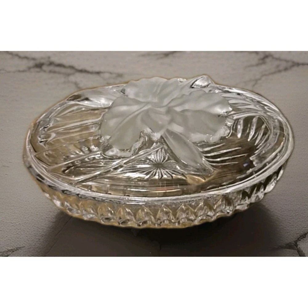 VTG Studio Nova Crystal Trinket Dish Frosted Iris Cottagecore Grandmillennial